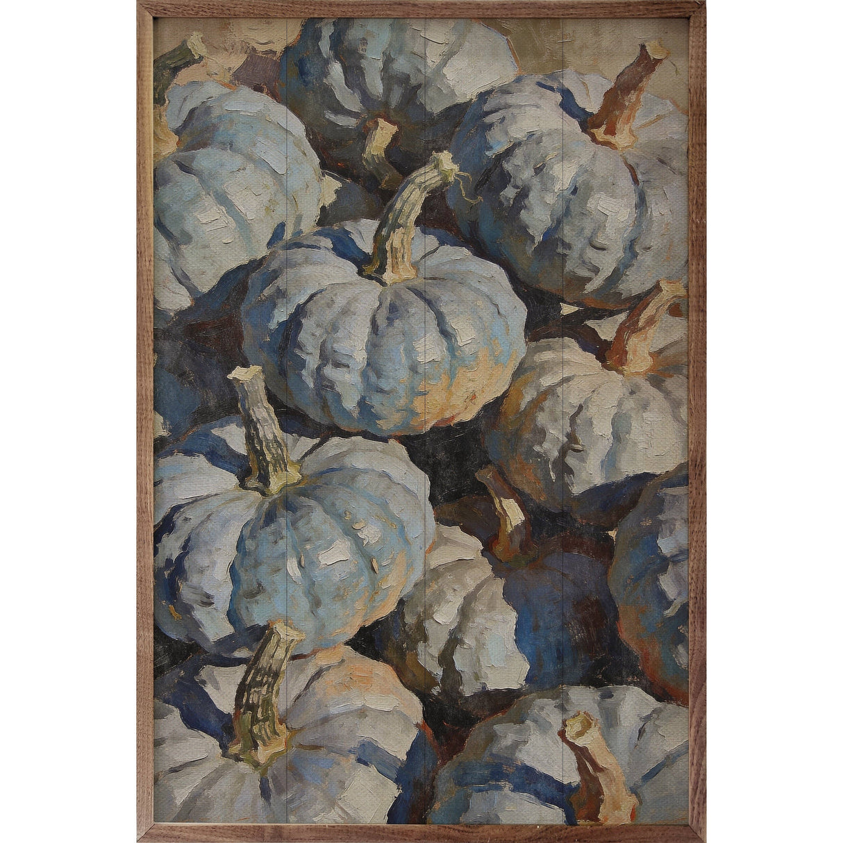 Blue Heirloom Pumpkin Cluster Wood Art