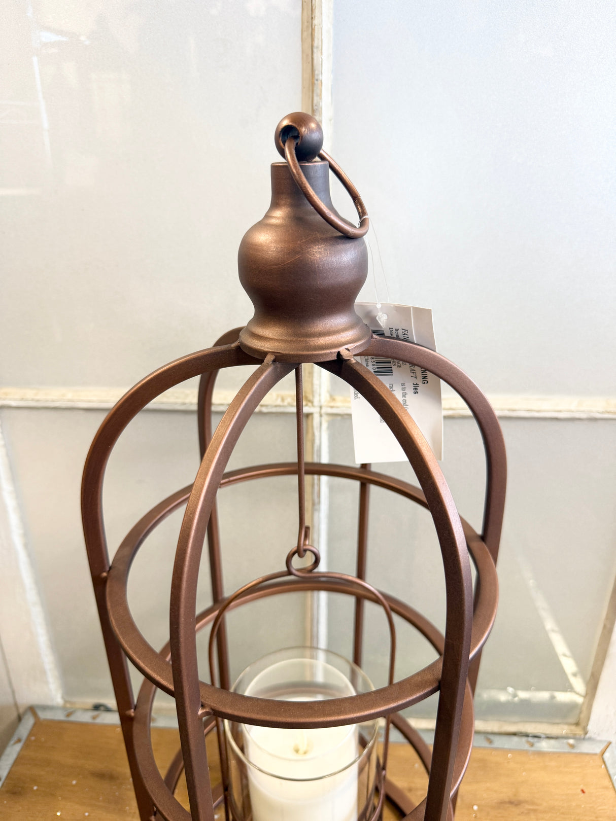 Small Modern Bronze Cage Lantern