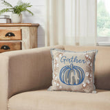 Blue Pumpkin Gather Fall Throw Pillow