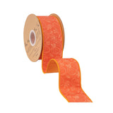 2.5" Orange Gourd Wired Dupioni Ribbon Bolt