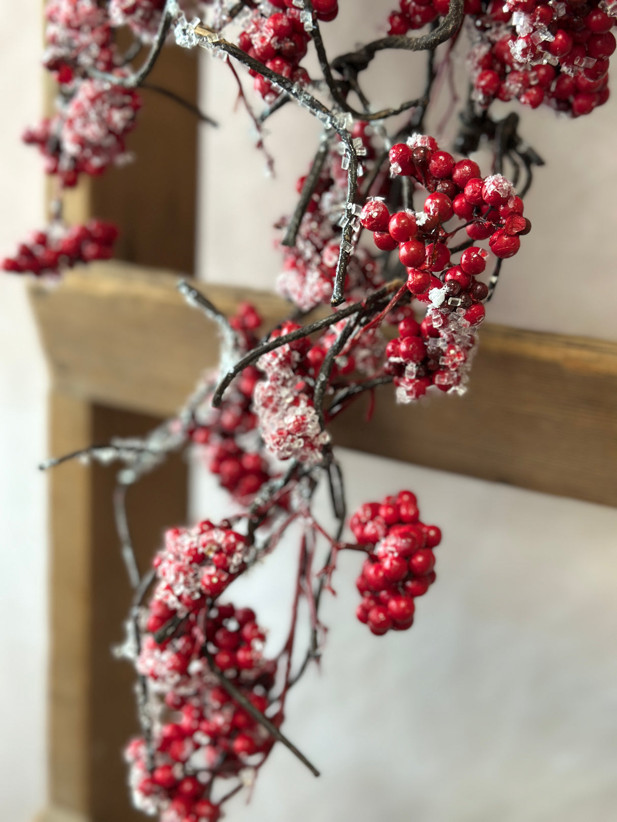 48" Icy Red Berry Hanging Garland