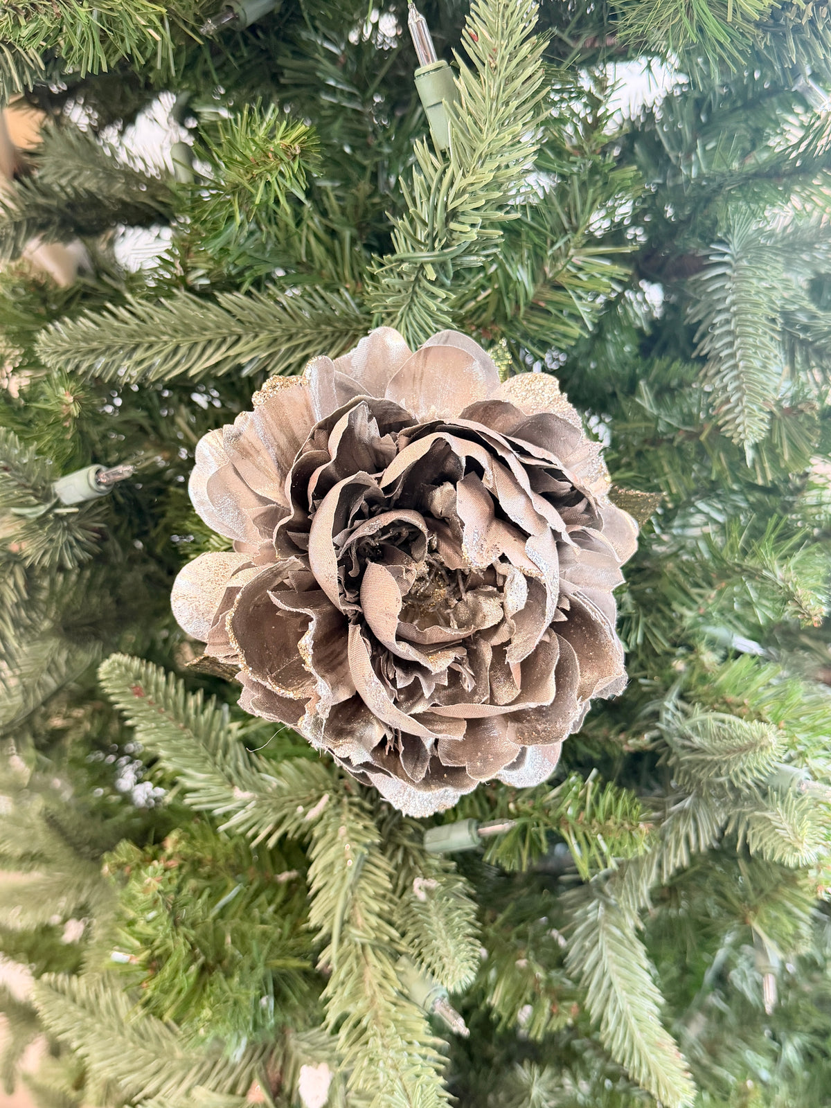 Silver Grey Holiday Peony Spray