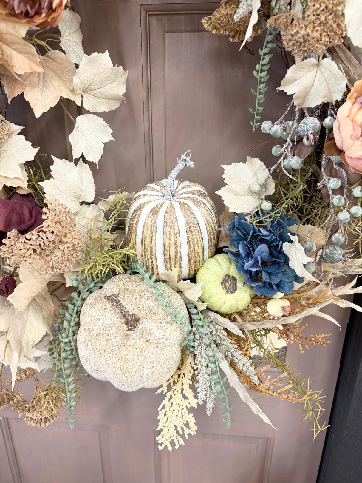 31" Blue Velvet Harvest Wreath