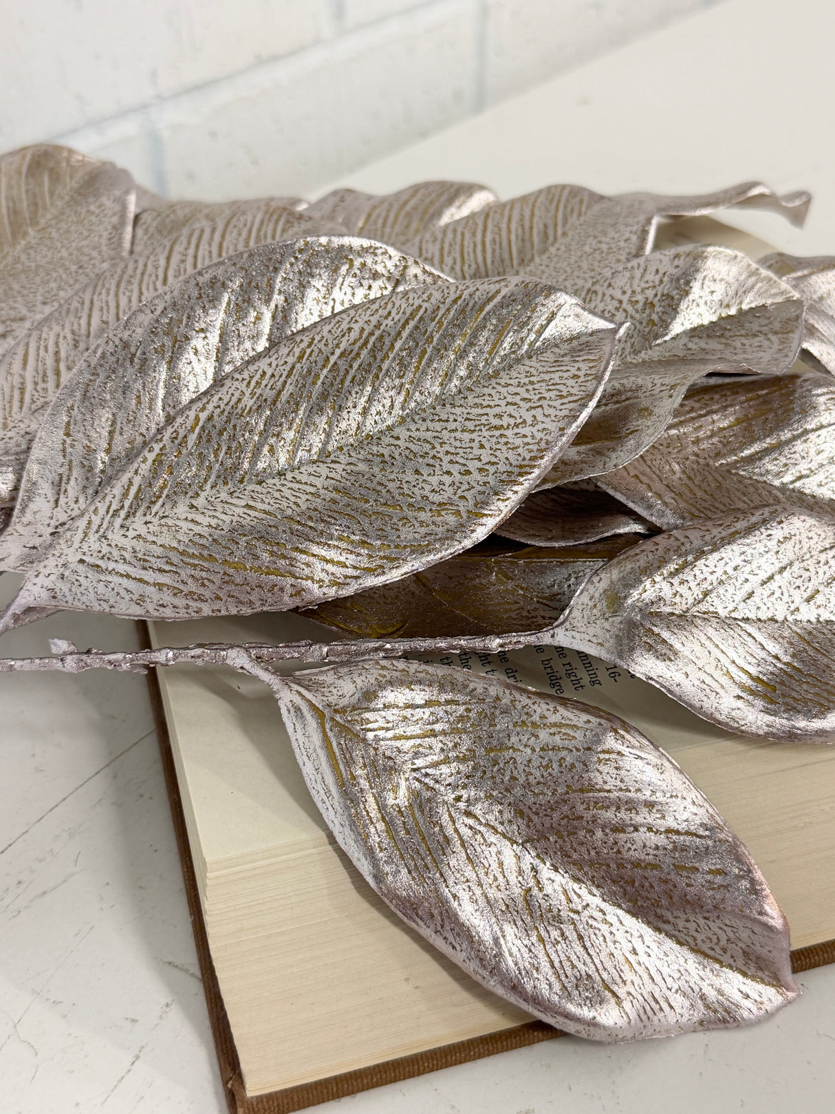 Champagne American Magnolia Leaf Spray