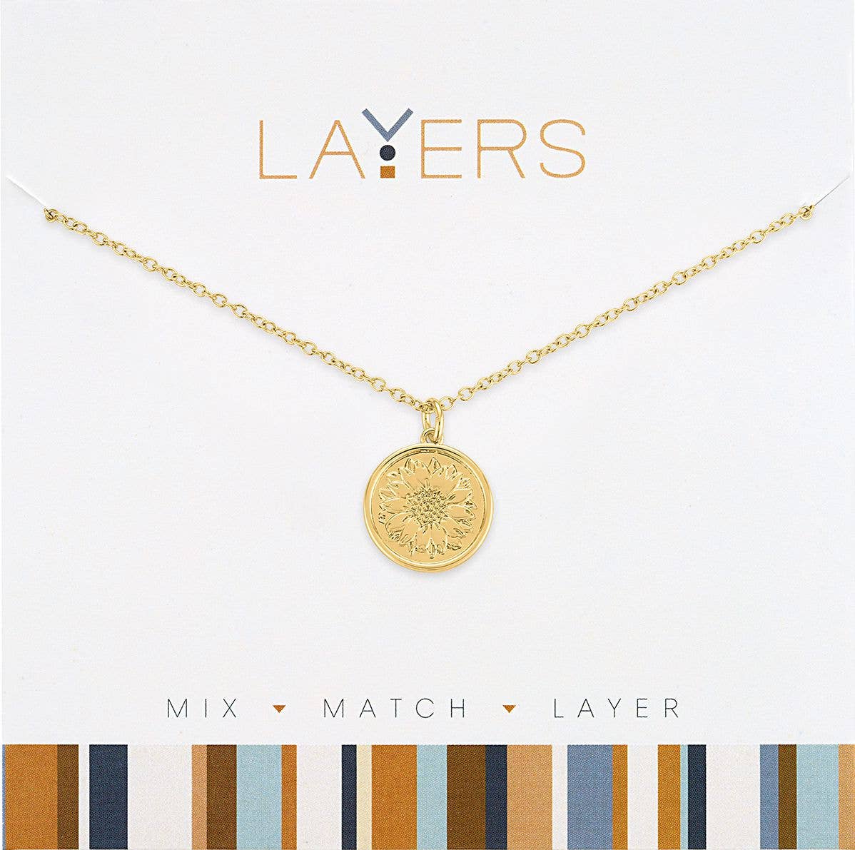 Gold Stamped Sunflower Coin Necklace