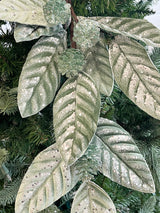 Green Velvet Glitter Cone Leaf Spray