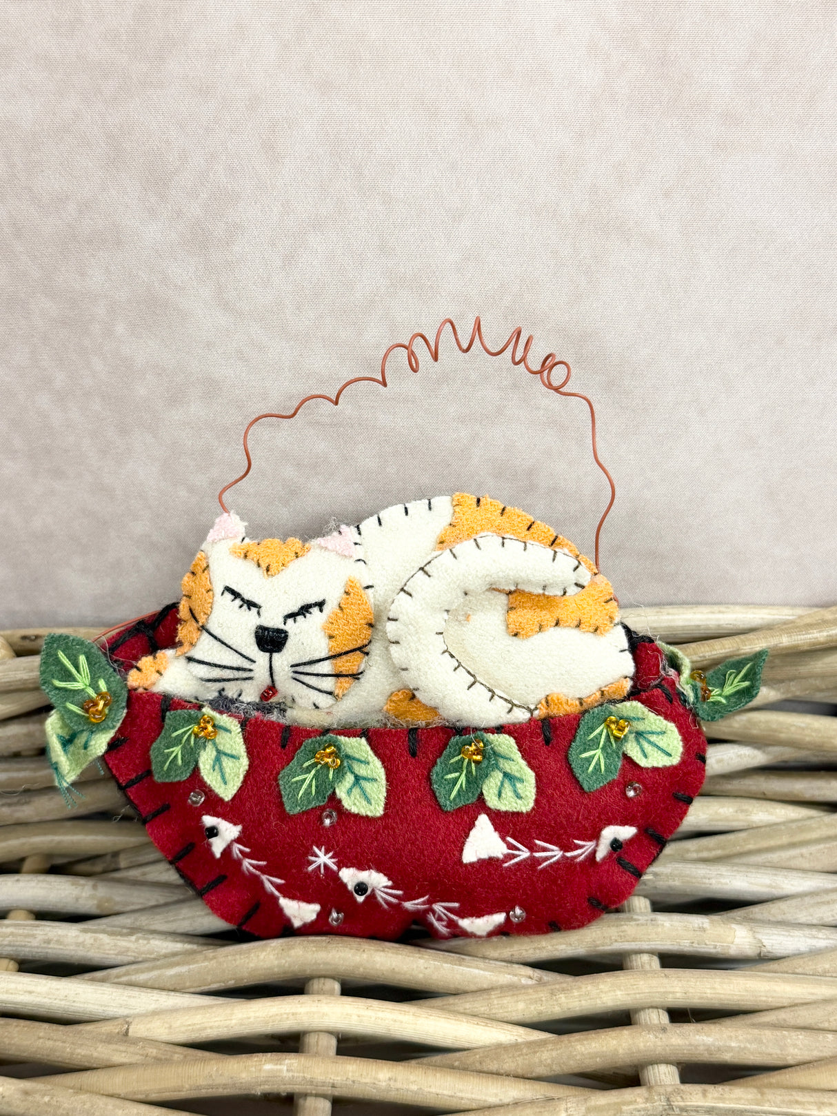 Handmade Cat Basket Ornament