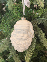 Cream Glass Santa Ornament