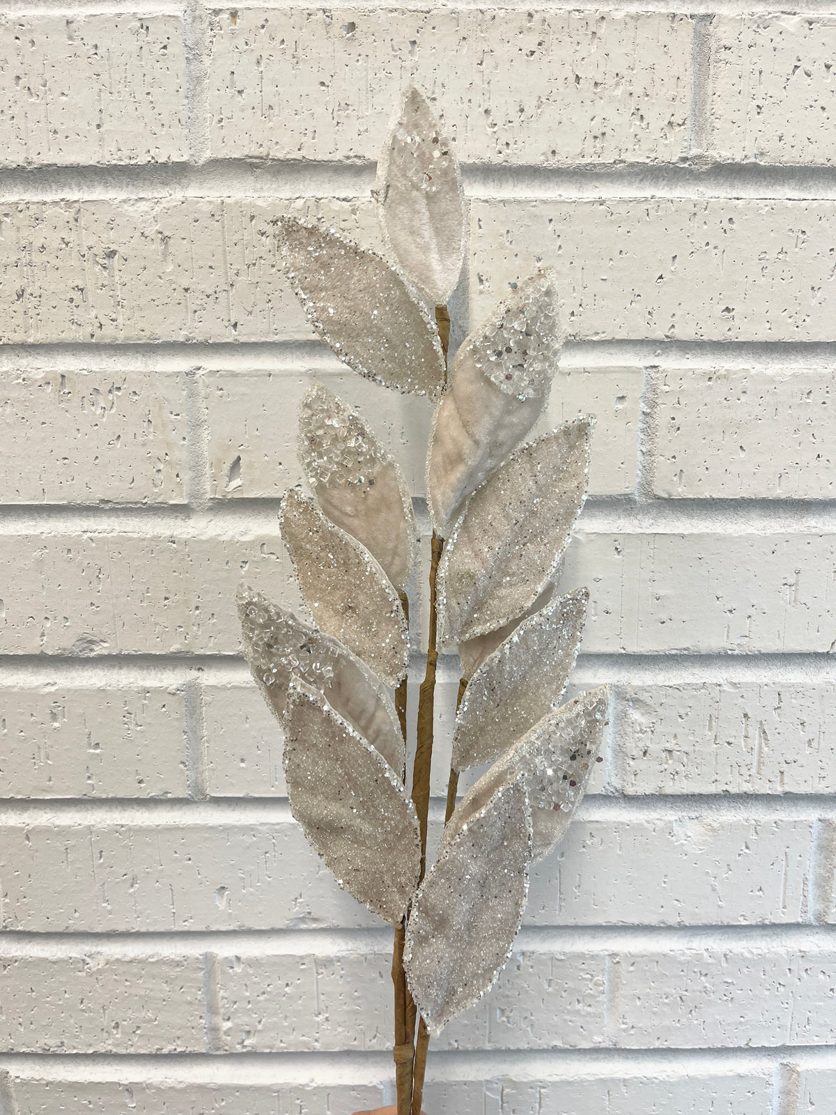 Platinum Iced Leaves Spray