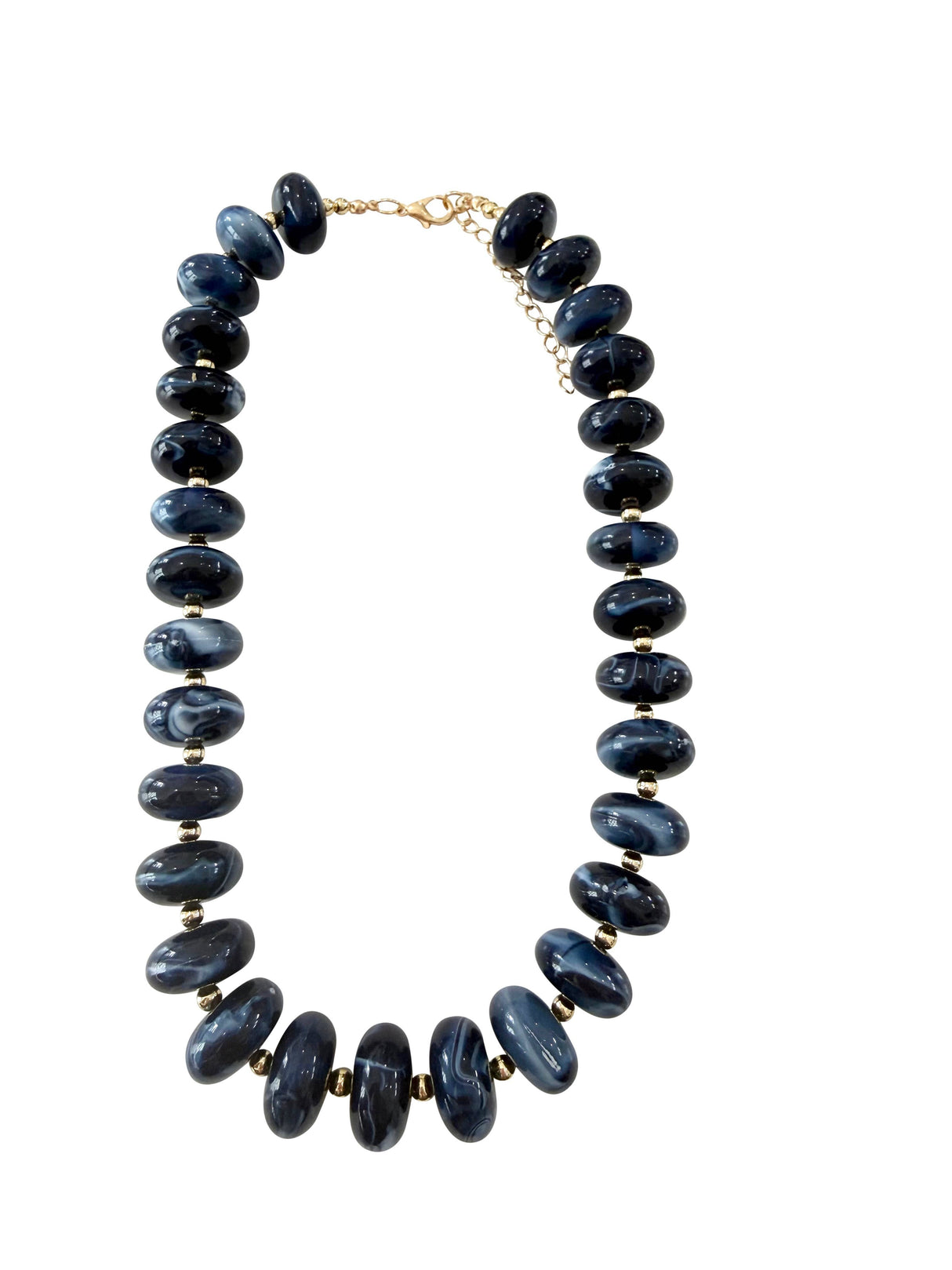 Holly Navy Chunky Beaded Necklace