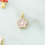 Pink Flower 14K Gold Charm
