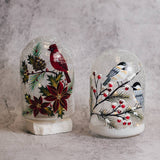 Winter Bird Glass Cloche Luminary