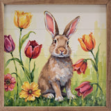 12" Brown Bunny In Tulips