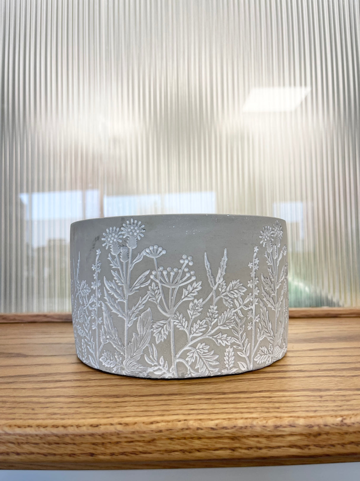Cement Flower Print Pot