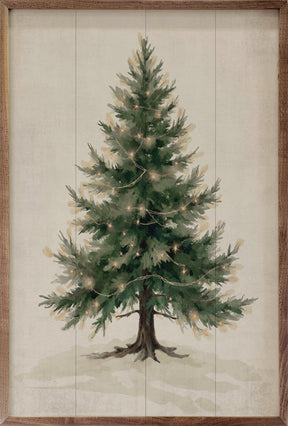 Lighted Pine Tree Wood Art