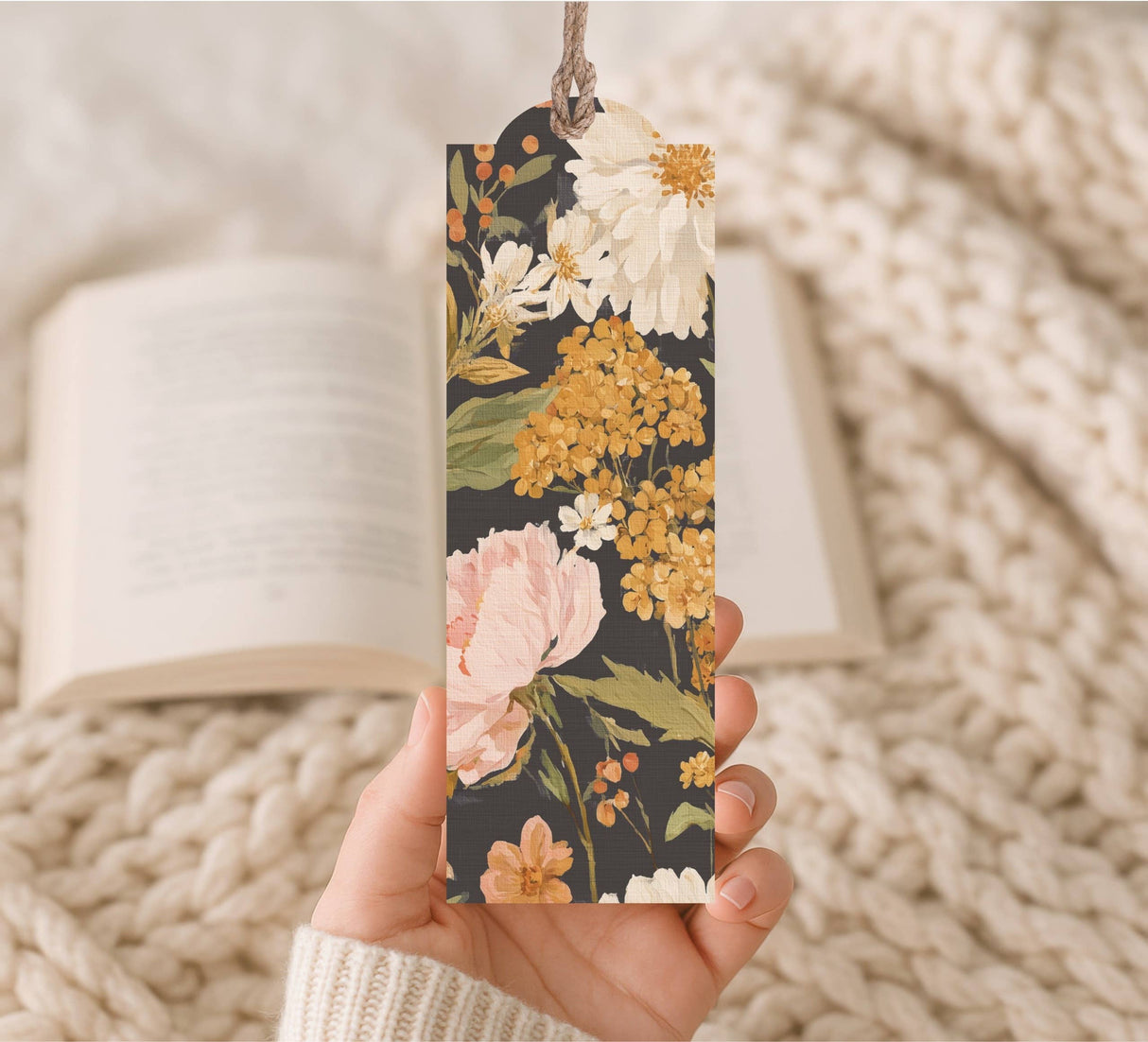 Blush Floral Wood Bookmark