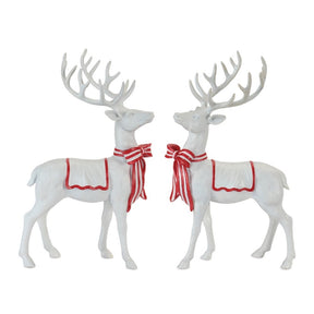 White Resin Deer with Bow for Christmas home decor from Magnolias Home Decor