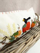 Handmade 7x15 Pumpkin & Crow Pillow