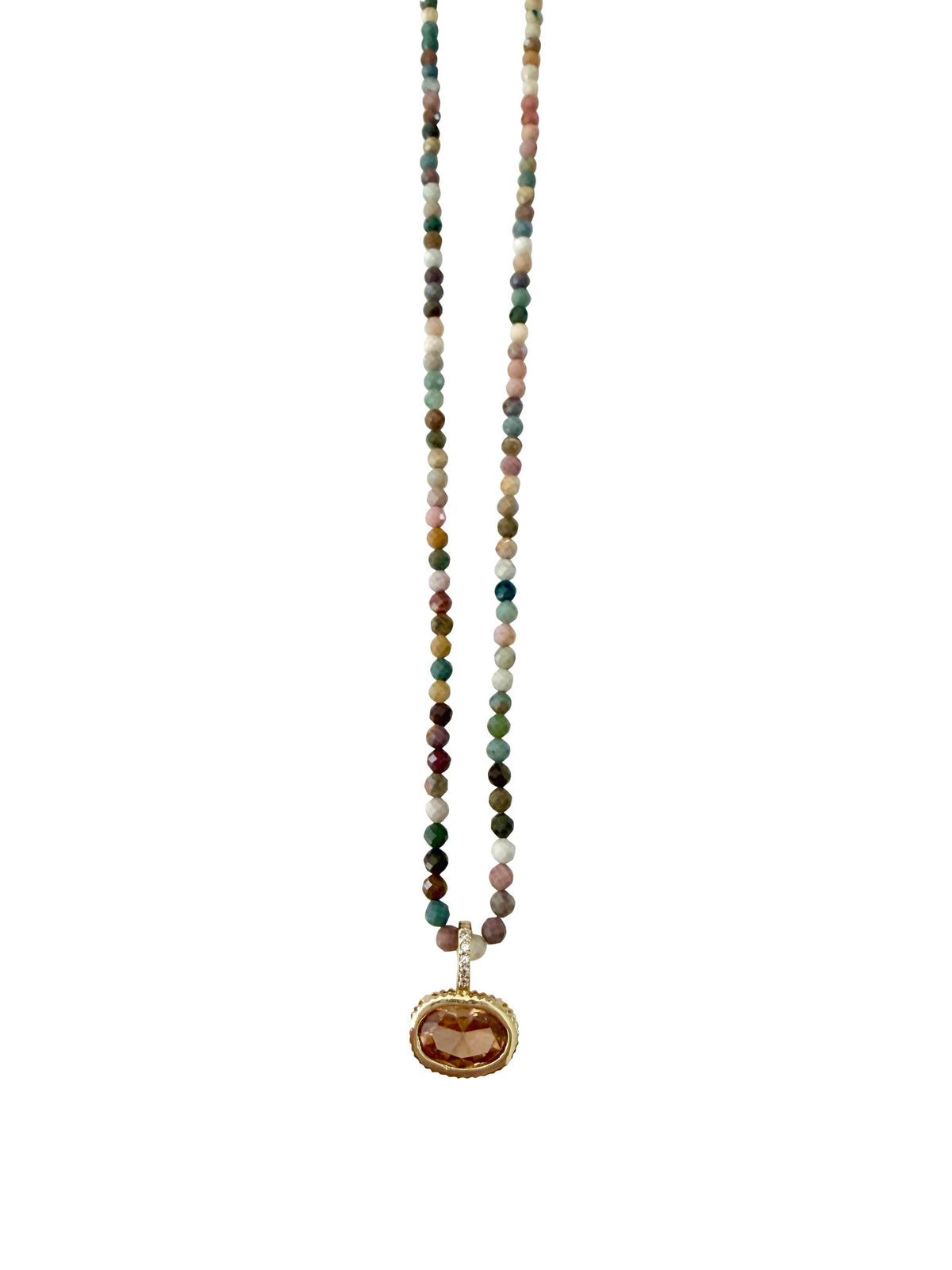Bella Multi Beaded Necklace with CZ Charm