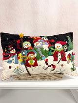 Handmade Black Snowman Pillow