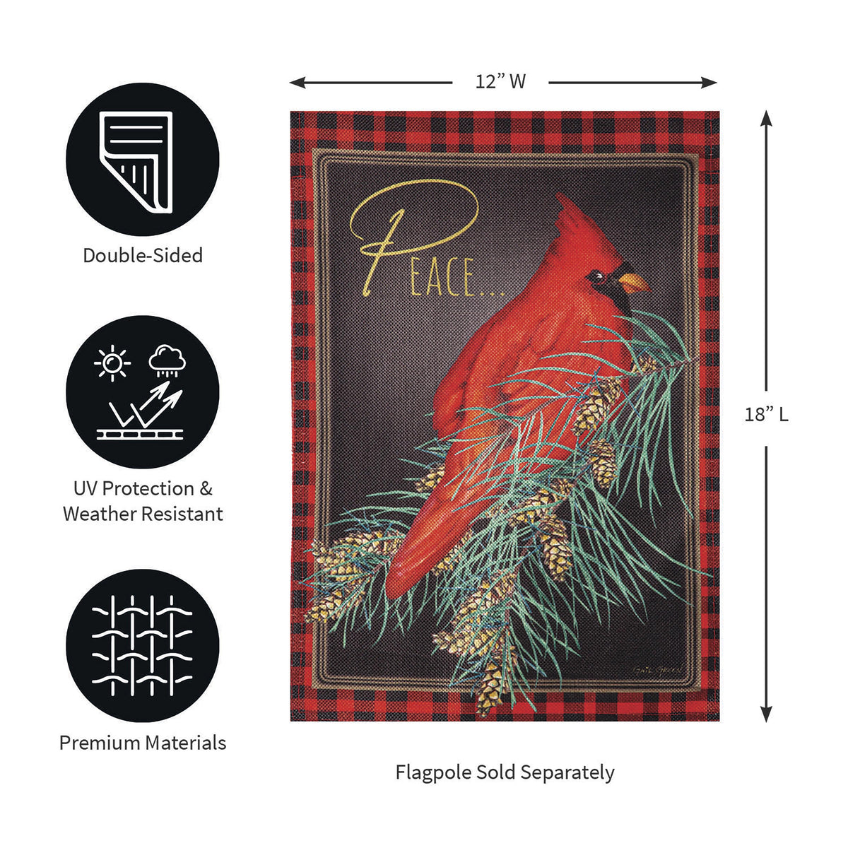 Cardinal Peace Burlap Garden Flag