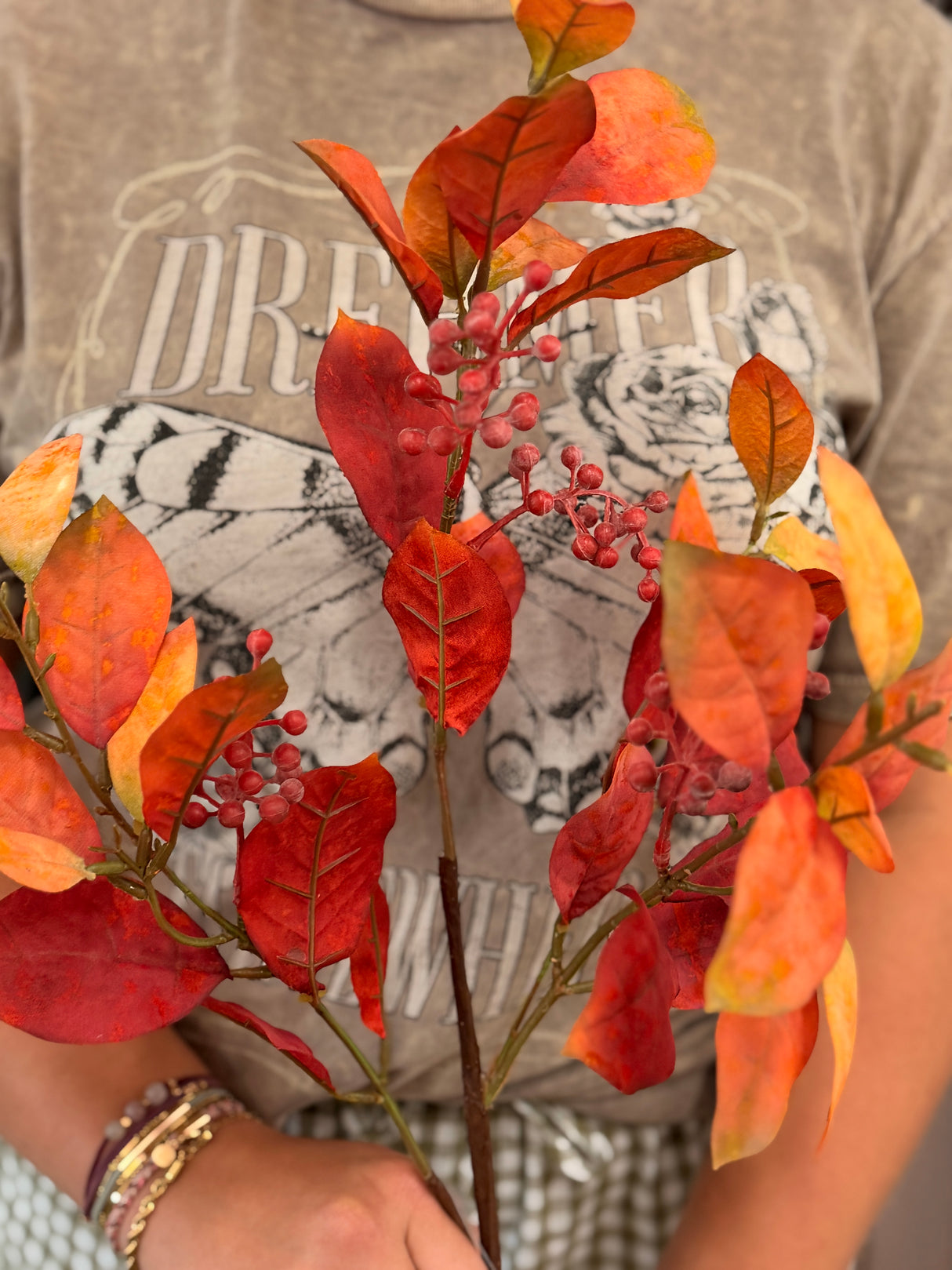 Orange Magnolia Leaf Spray