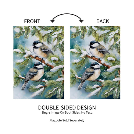 Winter Chickadee Friends Suede Garden Flag view 4 from Magnolias Home Decor