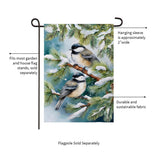 Winter Chickadee Friends Suede Garden Flag view 5 from Magnolias Home Decor