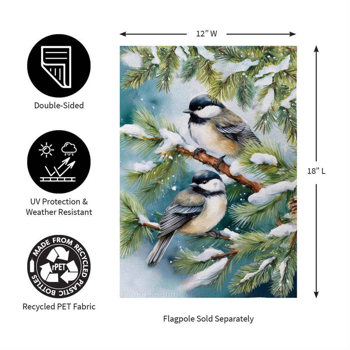 Winter Chickadee Friends Suede Garden Flag view 6 from Magnolias Home Decor