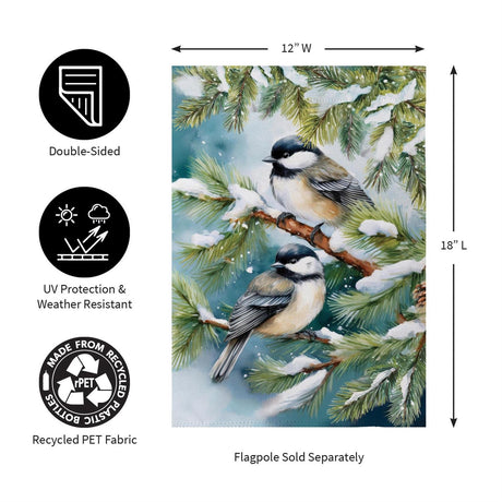 Winter Chickadee Friends Suede Garden Flag view 6 from Magnolias Home Decor