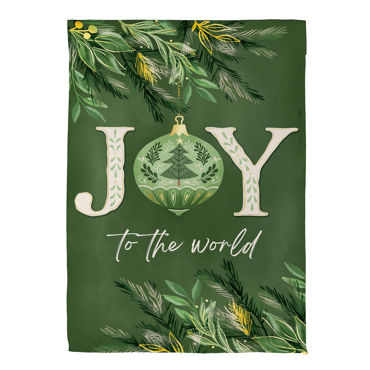 Greenery Joy To The World Suede Garden Flag