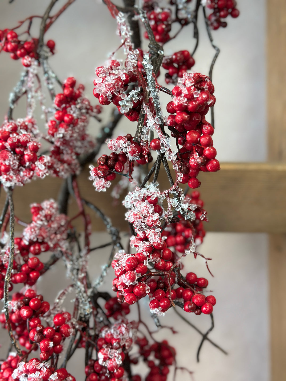 48" Icy Red Berry Hanging Garland