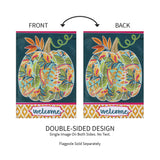 Jacobean Floral Pumpkin Applique Garden Flag