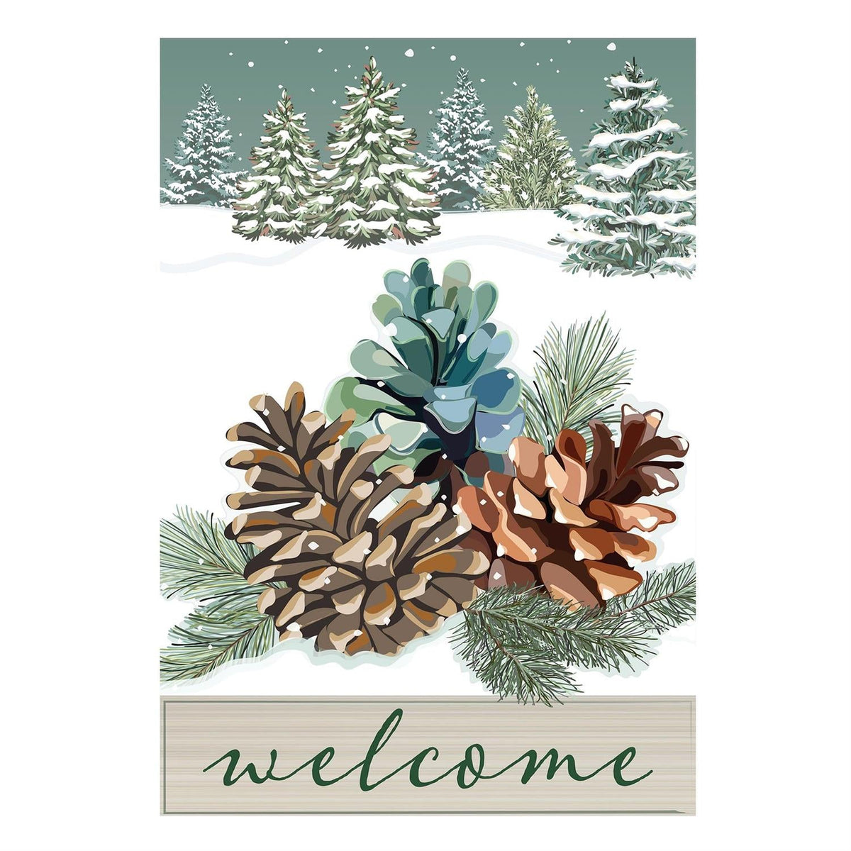 winter pinecones applique garden flag, outdoor safe, for farmhouse christmas home decor from Magnolias Home Decor
