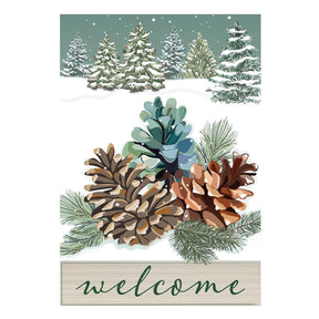 winter pinecones applique garden flag, outdoor safe, for farmhouse christmas home decor from Magnolias Home Decor