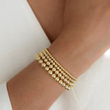 3mm Gold Beaded Bracelet Water Resistant Non Tarnish