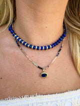 Tyson Black Beaded Necklace with CZ Charm