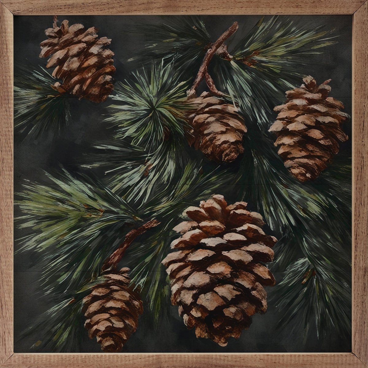 Pinecone Branch Wood Art