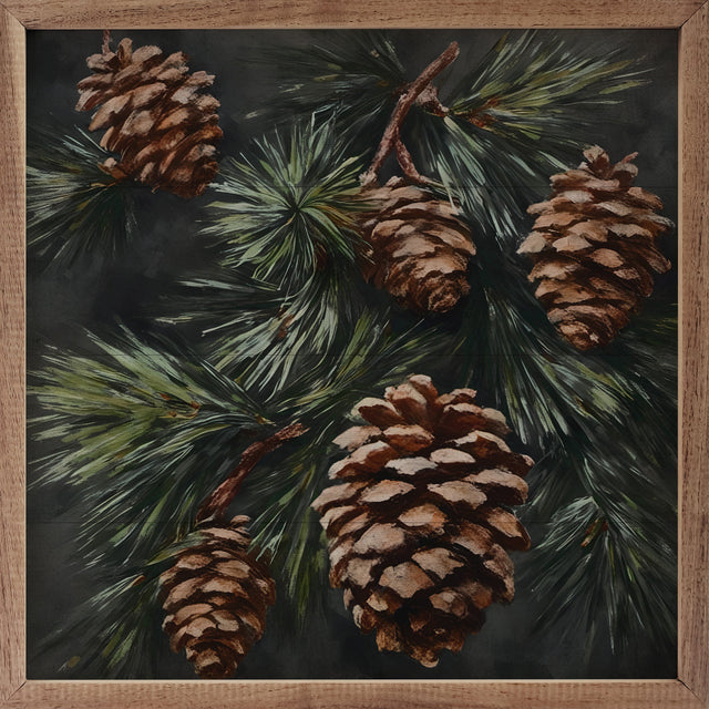 Pinecone Branch Wood Art