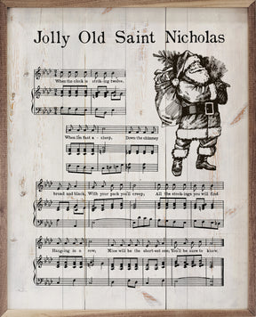 Jolly Old St Nicholas Sheet Music Whitewash Wood Art