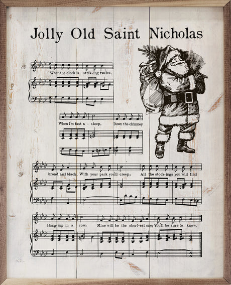 Jolly Old St Nicholas Sheet Music Whitewash Wood Art