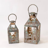 Woodland deer antiqued metal lantern view 5 from Magnolias Home Decor