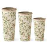 Cream & Green Floral Ceramic Pot -3 Sizes