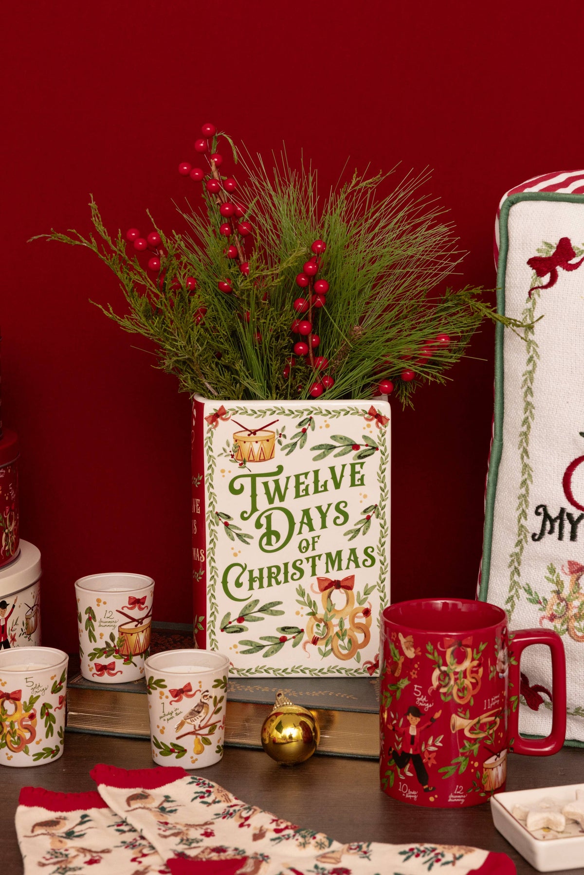 Twelve Days of Christmas Large Book Vase