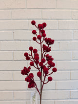 Flocked Red Berry Spray