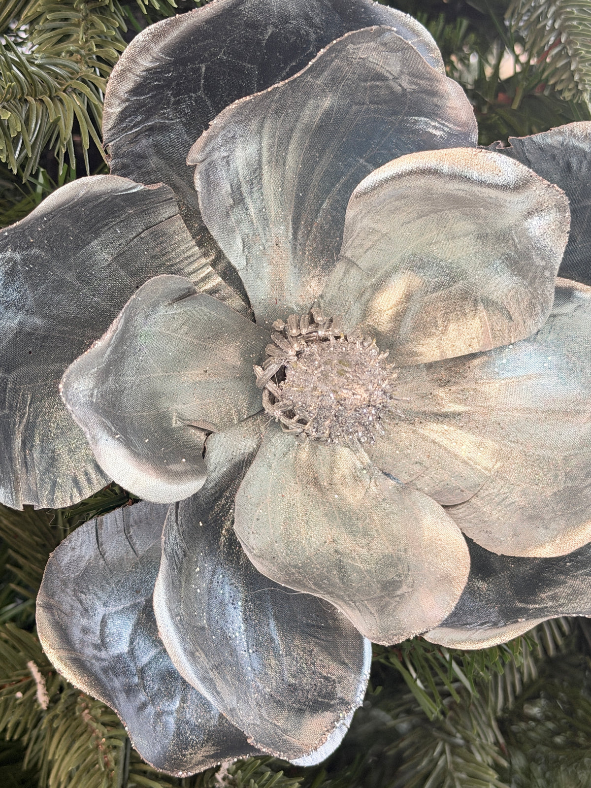 Blue Holiday Magnolia Spray