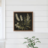 White Floral Prints On Black Wood Art