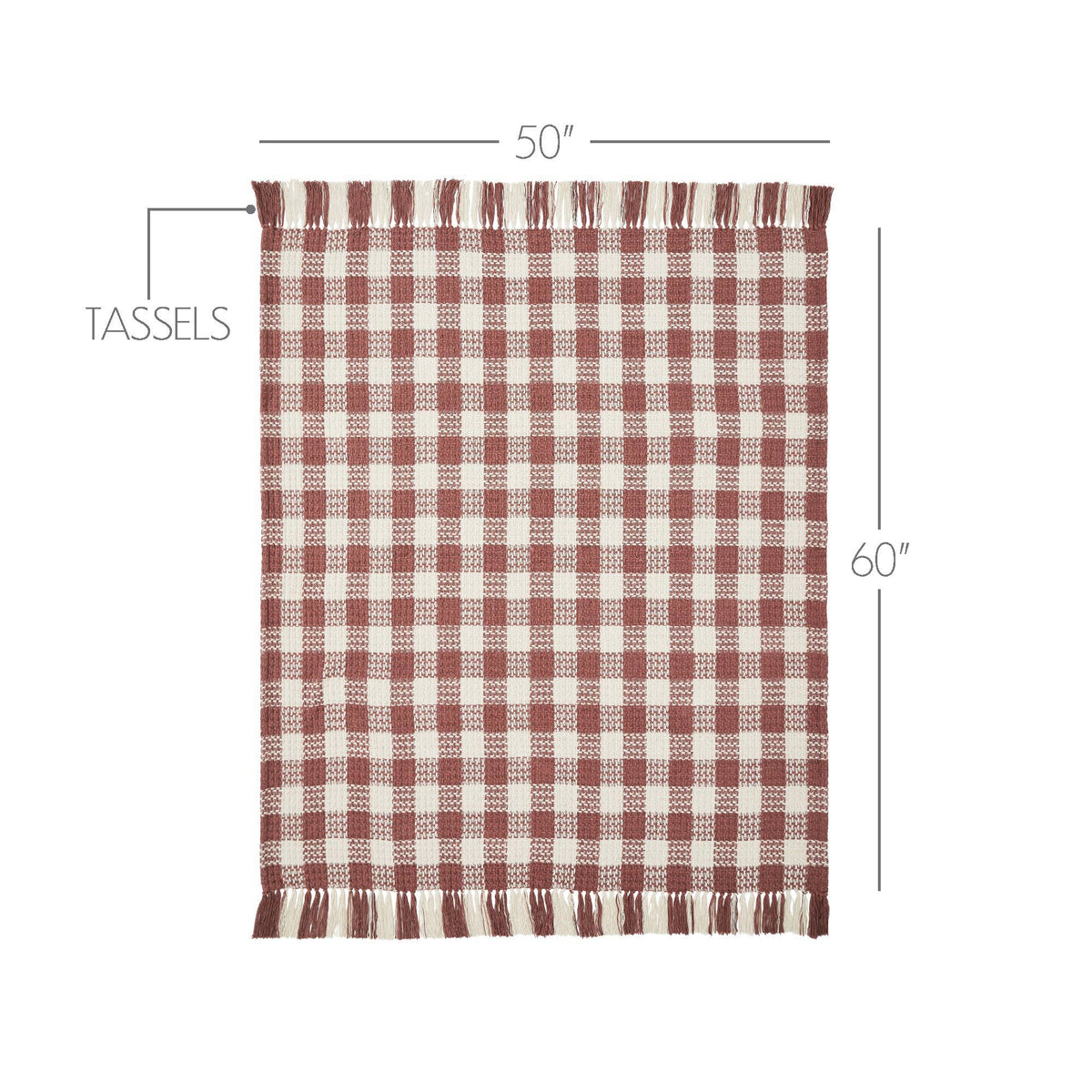 Dusty Rose Heritage Check Throw Blanket with Fringe