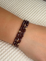 Purple Garnet Gold Ball Stretchy Facet Mila-Mix Bracelet