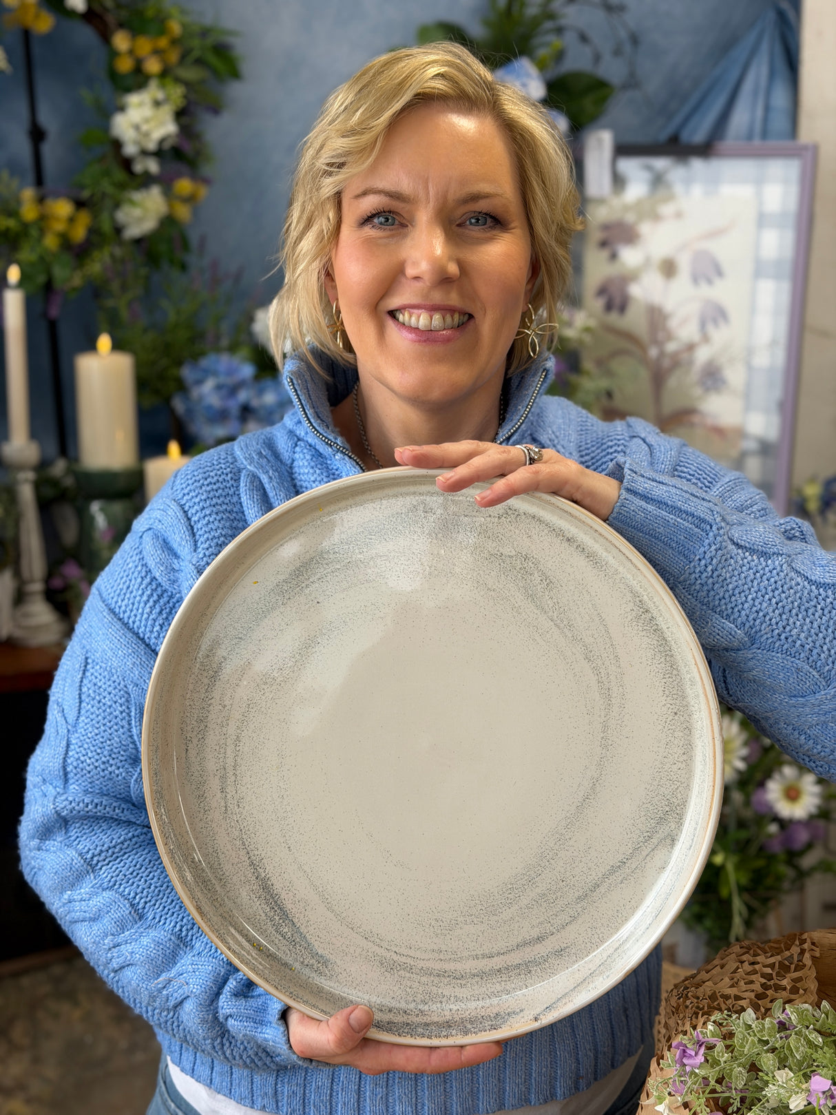 Charcoal & White Stoneware Platter